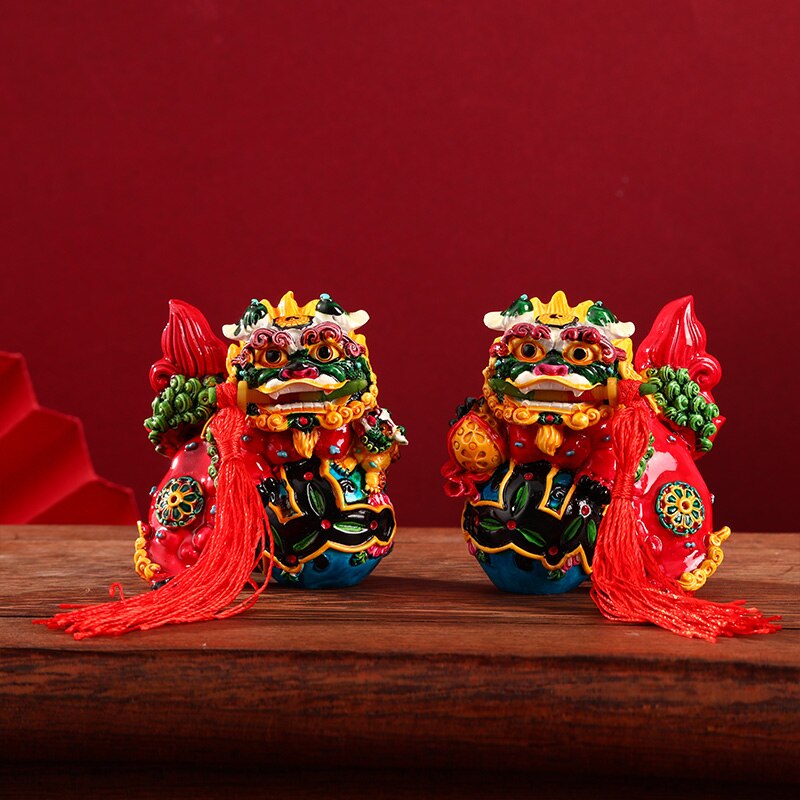 Kinesiske stilegenskaber forbudt by kulturel og kreativ drage løve souvenir ornament kreativ smykkegave