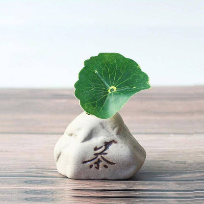 Stenform Lille vase Home Desktopcreative Ornamenter Keramisk stentøj Zen Hydroponic Plant Pots Lille friske blomsterindsatser