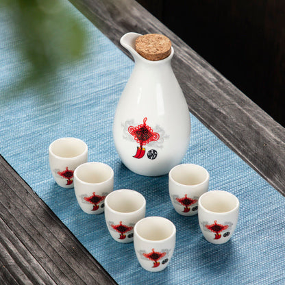 Japanese Style Wine Set Japanese Style Sake Cup Ceramic Jug Wine Dispenser Decanter Small Wine Cup Small Wine Glass One Mouthful