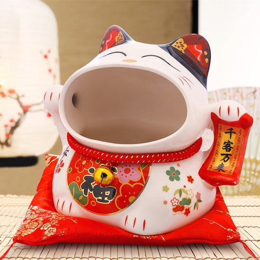 Ceramic da 8 pollici Maneki Neko Candy Box Lucky Cat Moey Box Bank Bank Fortune Cat Storage Snack Jar