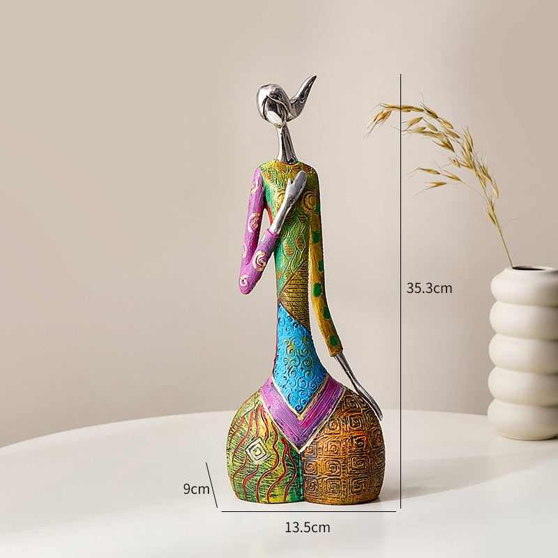 Ins Abstract Art Woman Sculpture Figurines For Interior Resin Statue Color Modern Home Decoration Home Decorative Figures Gifts