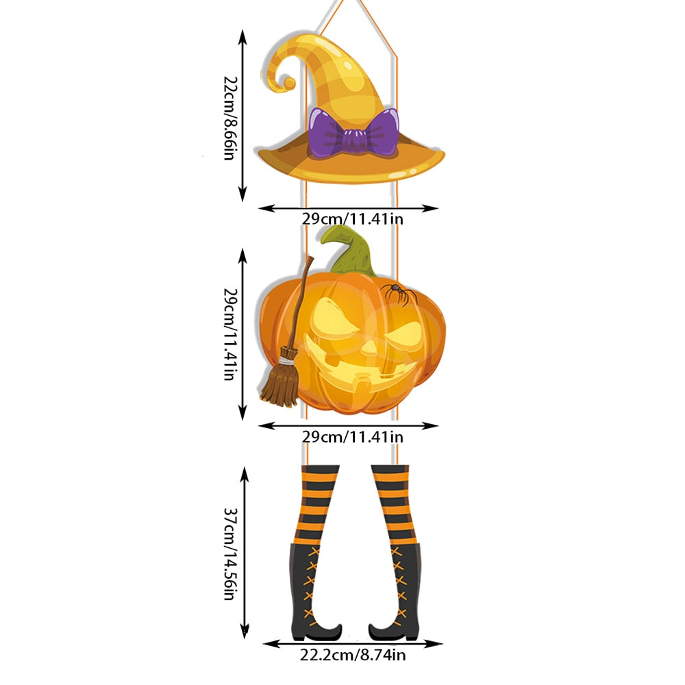 2023 Halloween Pumpkin Hanging Segno sospeso Spooky Witch Bat Trick Or Treat Banner Abbraccio Decorazioni per feste di Halloween per la casa