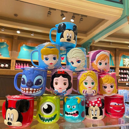 Disney Cups Dondurulmuş Elsa Anna Prenses Karikatür Süt Kupası Kupalar 3D Mickey Minnie Paslanmaz Çelik Kupa Bebek Çocuk Kız Kahve Kupası