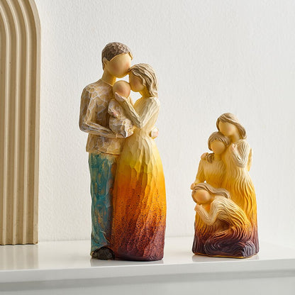 Decorative Family Theme Figurines Home Decoration Crafts Abstract People Sculptures European Style Living Room Desk Accessories
