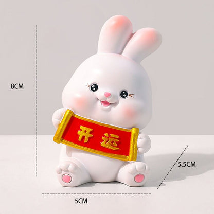 2023 Rabbit Ornament Chinese New Year Kawaii Desktop Ornament Creative Resin Cake Decoration Children's Rabbit Zodiac Gift gi