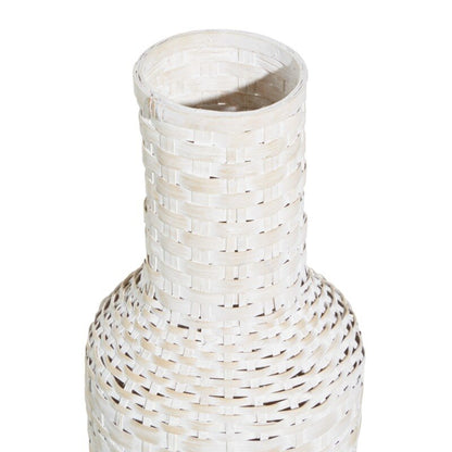 KAZHAN Vase en métal bohème blanc avec motif de tissage en détresse, 9" x 9" x 30"ModèlesVase de décoration de salon
