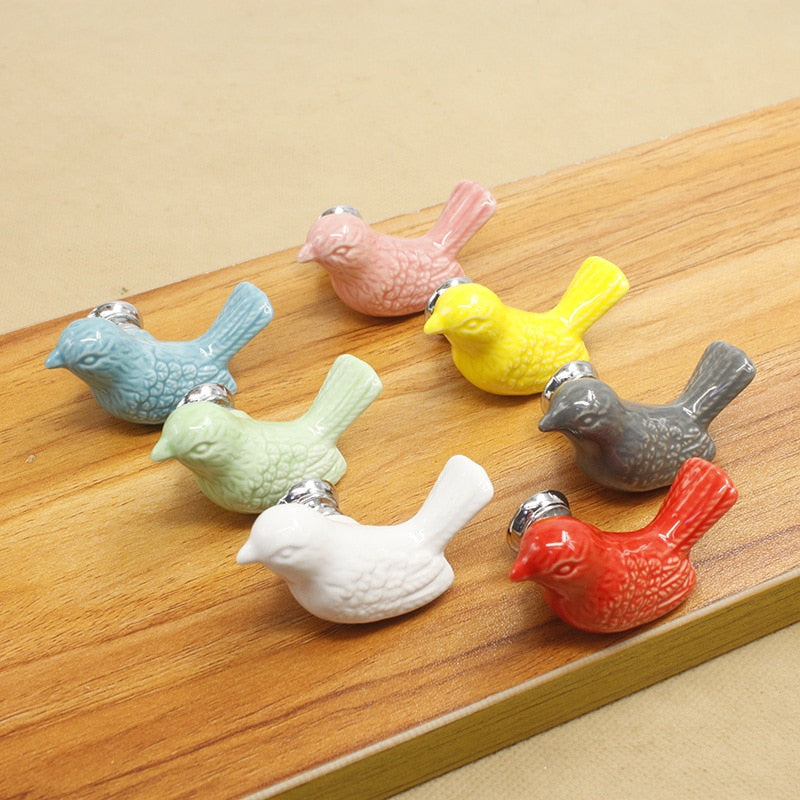 Pabrik Keramik Pabrik European Modern Pigeon Cartoon Children's Laci Kabinet Putih Menangani Burung Burung Cute Fun Children