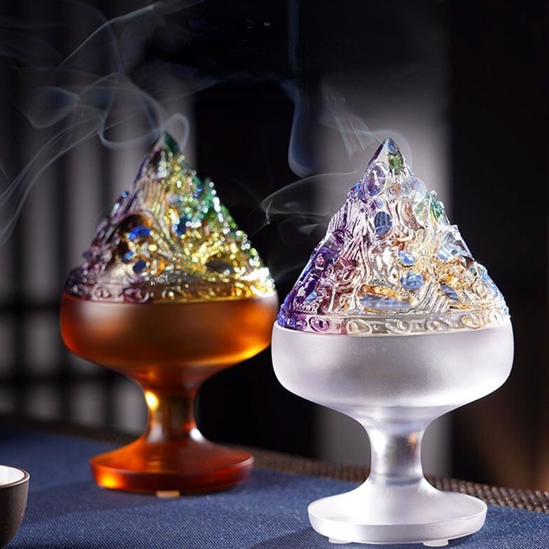 Decoración del hogar colorido glaseado estufa boshan incienso foca estufa sala de estar estufa de incienso creativo decoración de mesa de té zen