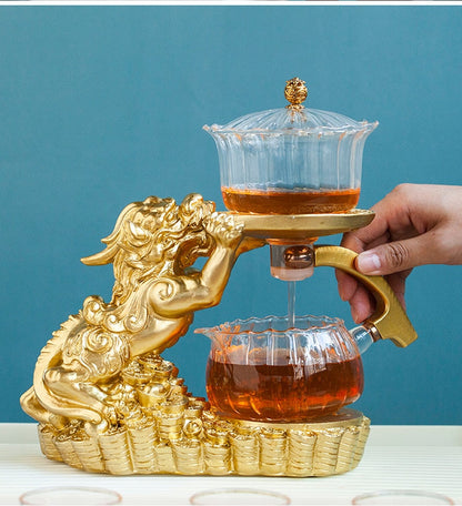 طقم شاي انتيك للكبار | إبريق شاي التنين الشرقي | طقم شاي صيني عتيق