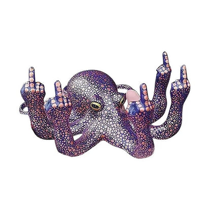 Middle Finger Octopus Socha pryskyřice Ozdoba pro zahradu vnitřní venkovní zahrada Domácí výzdoba světelné sochy gesto 2023