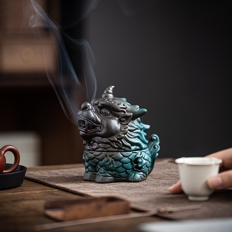 Kirin piring dupa kompor elang cendana cendana rumah teh dalam ruangan upacara teh dupa zen dekorasi keramik pembakar dupa