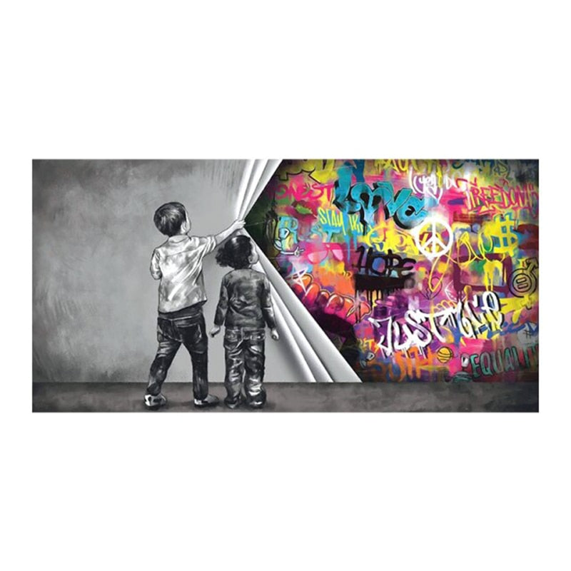 Çocuk Graffiti Soyut Yumruk Mobil Talka Duvar Sanat Resmi Tuval Dekoratif Resim Poster Baskıları Oturma Odası Ev Dekoru