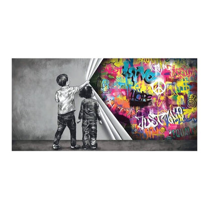 Graffiti infantil Abierto de grietas móviles móviles Arte de pared de la pared lienzo decorativo póster estampados para sala de estar decoración del hogar