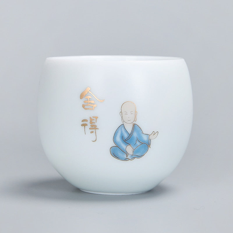 1pcs tea cups pu er tea tools kungfu tea cup gift drink tea tool ceramic White jade porcelain