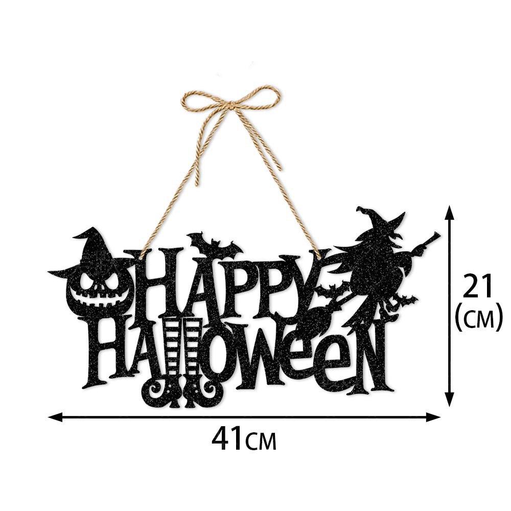 2023 Halloween Pumpkin Hanging Sign Spooky Witch Bat Trick or Treat Banner Front Door Decor Halloween Party Decorations For Home