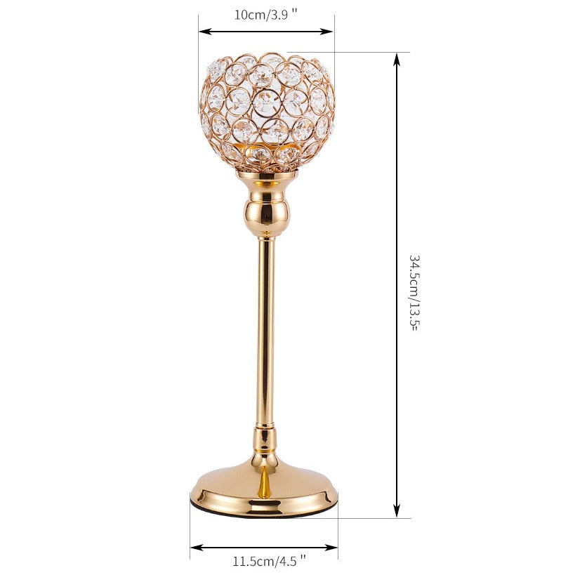 Metallljushållare Ljusstake Crystal Coffee Dining Table Centerpieces Stand Candlesticks Wedding Christmas Home Decoration