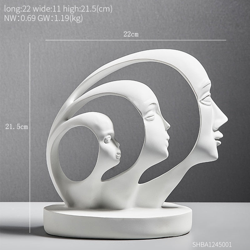 Nordic Statue Face Modelo Figura Accesorios de decoración del hogar para sala de estar Modern abstracture Sculture Office Desk Figurinas