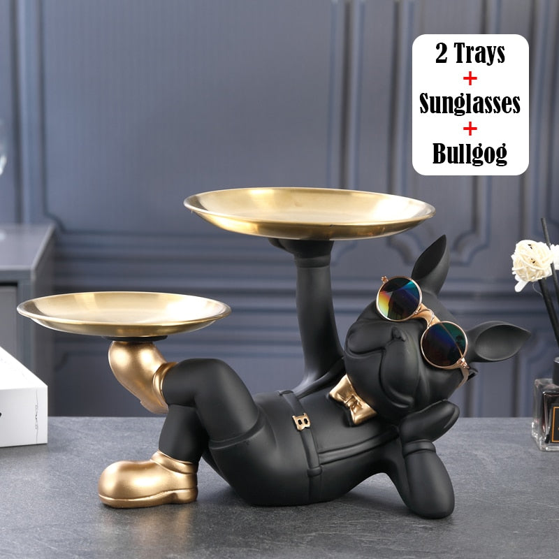 Pryskyřice pes socha obývacího pokoje výzdoba psí sochařství Stolní stolní ozdoby francouzský buldok figurka pro domácí interiérový stůl dekorace