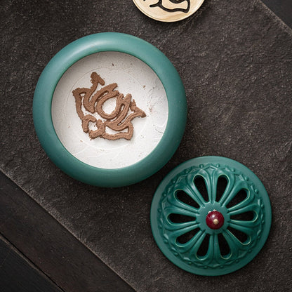 Китайский стиль павлина зеленый ладан посуда набор ладанного уплотнения инструменты для благовоний пепельная порошковая посуда ароматерапевтическая печь