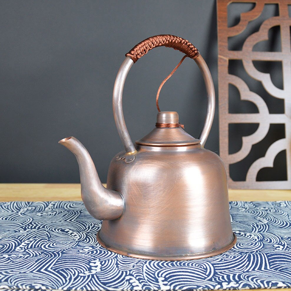 1,5 l čistá měď konvice zahuštěná červená měď mosaz vroucí konvice Anti-Scald Milk Tea Pot Vintage Copper Tea pro domov