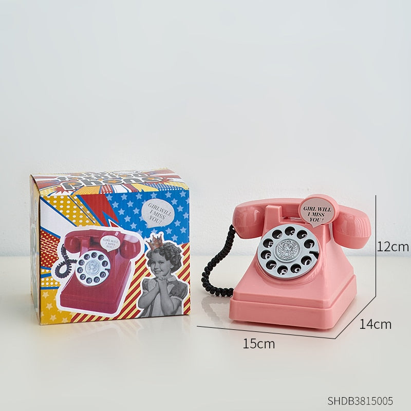 Dekorative figurer vintage telefon penger sparer bokser klassisk kontorutstyr tilbehør kreativ sparegrisbank bursdagsgaver