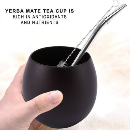 Madera yerba calabaza juego de té hecho a mano de madera natural de madera de agua con cuchara pincel de paja cepillo 200ml