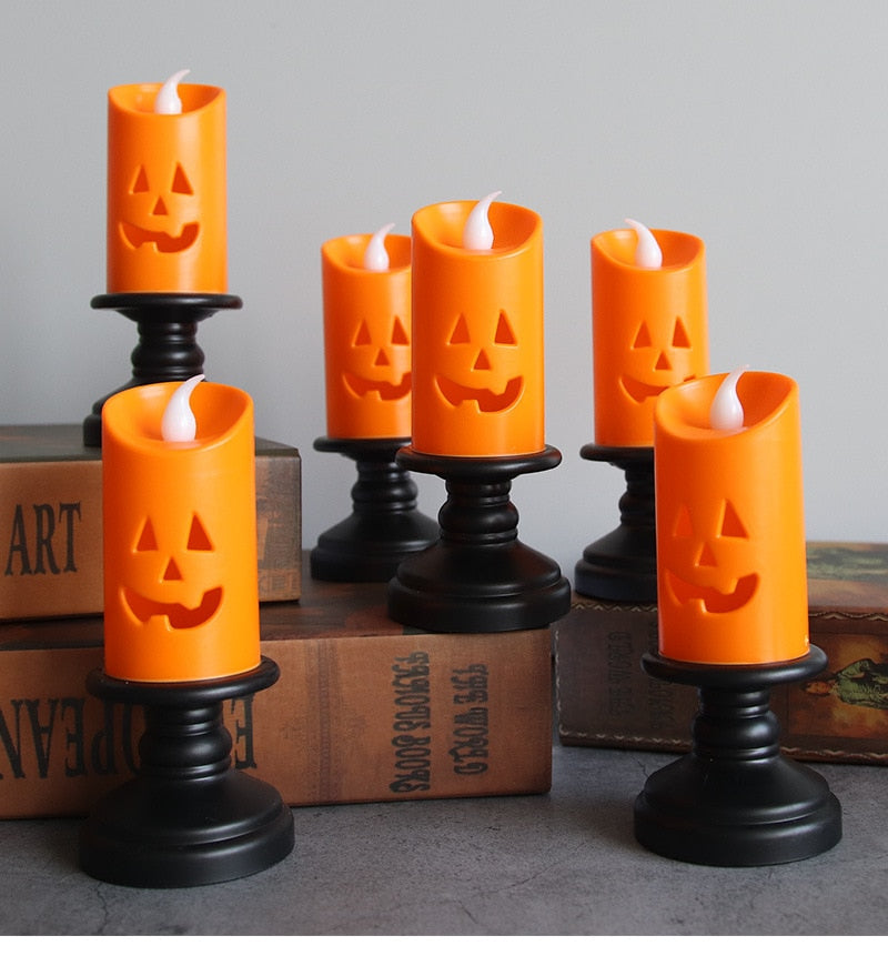 Halloween Candle Light LED Colorful Candlestick Table Top Decoration Pumpkin Party Happy Halloween Party Decor For Home 2023