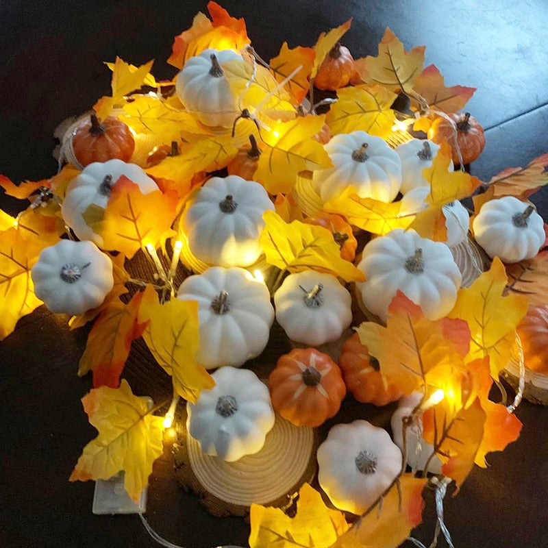 Artificial Maple Leaves Mini Pumpkin Pine Cones Acorns Thanksgiving Halloween Decoration Photography Props DIY Crafts