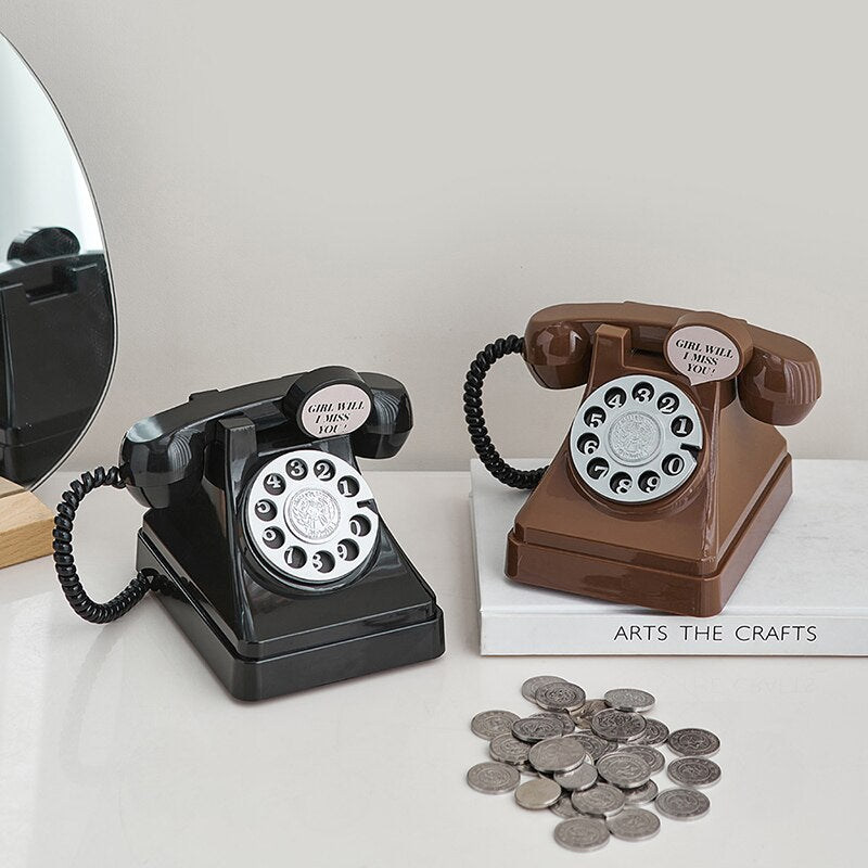 Figurines décoratives Vintage pour téléphone, boîtes d'économie d'argent, accessoires de bureau classiques, tirelire créative, cadeaux d'anniversaire 
