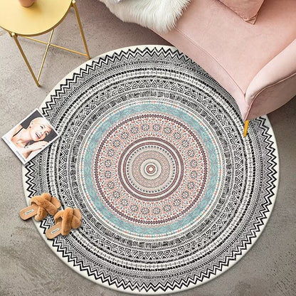 Bohemian Style Round Carpet Decoration Home Large Size Bedroom Rugs Fluffy Soft Carpet for Living Rooms Short Plush Floor Mats