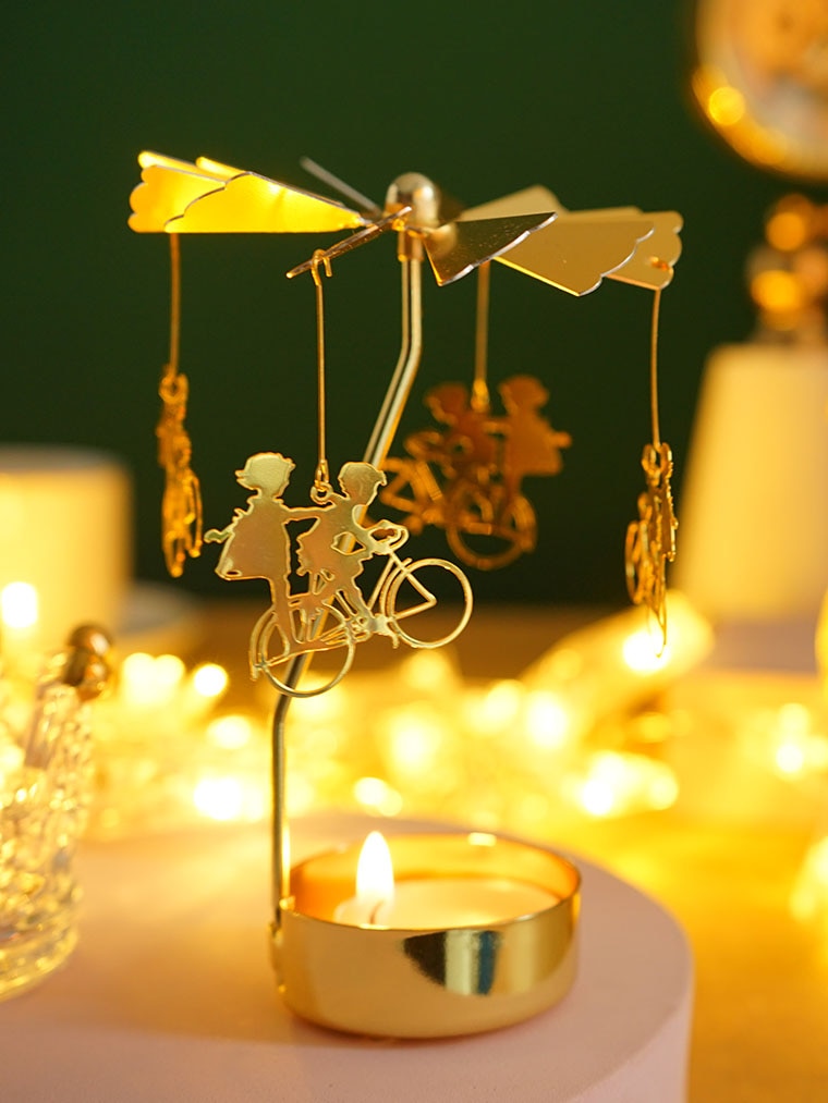 2023 romantische Rotierenden Leuchter Rotation Spinning Karussell Teelicht Kerzenhalter Abendessen Weihnachten Party Dekoration 