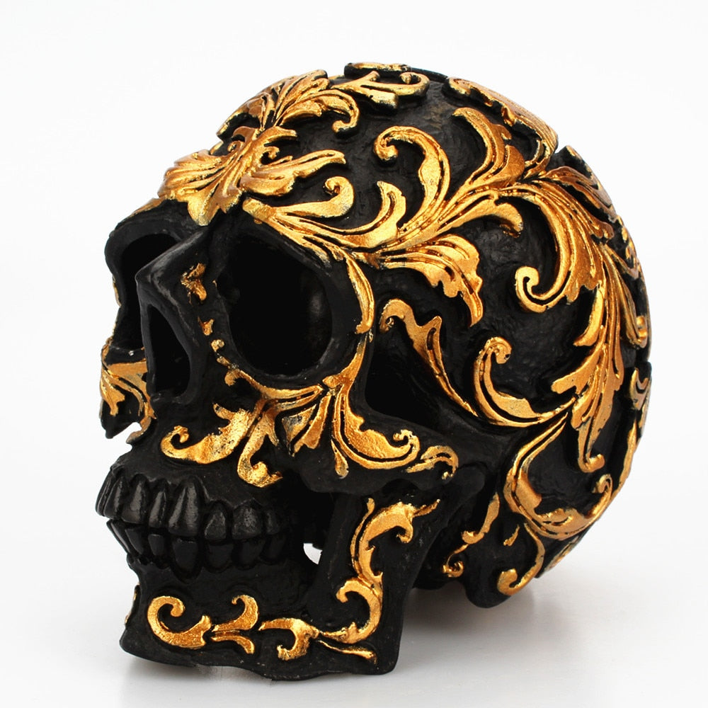 Home Golden Flower Skeleton Ornament Creative Resin Black Skeleton Funny Desktop Decoration Home Decoration Ornament