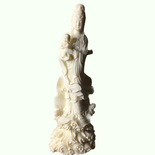 China mencari seorang anak Avalokitesvara Buddha patung resin figur sosok patung rumah ibadat putih 18cm / 7.07 in