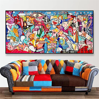 Picasso famoso tela che dipinge Guernica Cartoon Graffiti Art Poster Stampe Abstract Wall Art Piccole soggiorno Decorazione per la casa