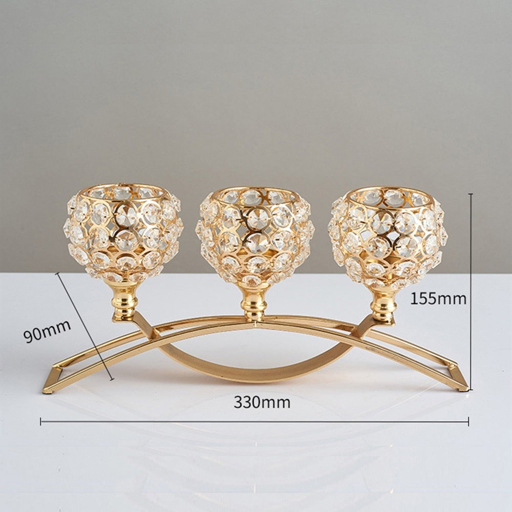 Metal Candle Holders Candlestick Crystal Coffee Dining Table Centerpieces Stand Candlesticks Wedding Christmas Home Decoration
