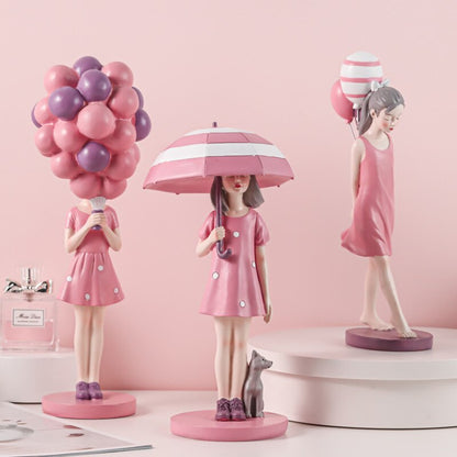 Nordic schattige ballonmeisjes beeldje van hartenhars kunst sculptuur verzamelen figuur standbeeld ambachten woonkamer desktop home ornament cadeau