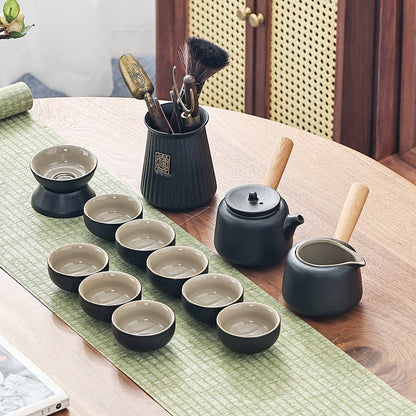 Juego de té de viaje chino Gaiwán Infusores portátiles Ceremonia Cerámica Juegos de té de té Taza Terreno completo Regalo Juego Te Kitchen Téware