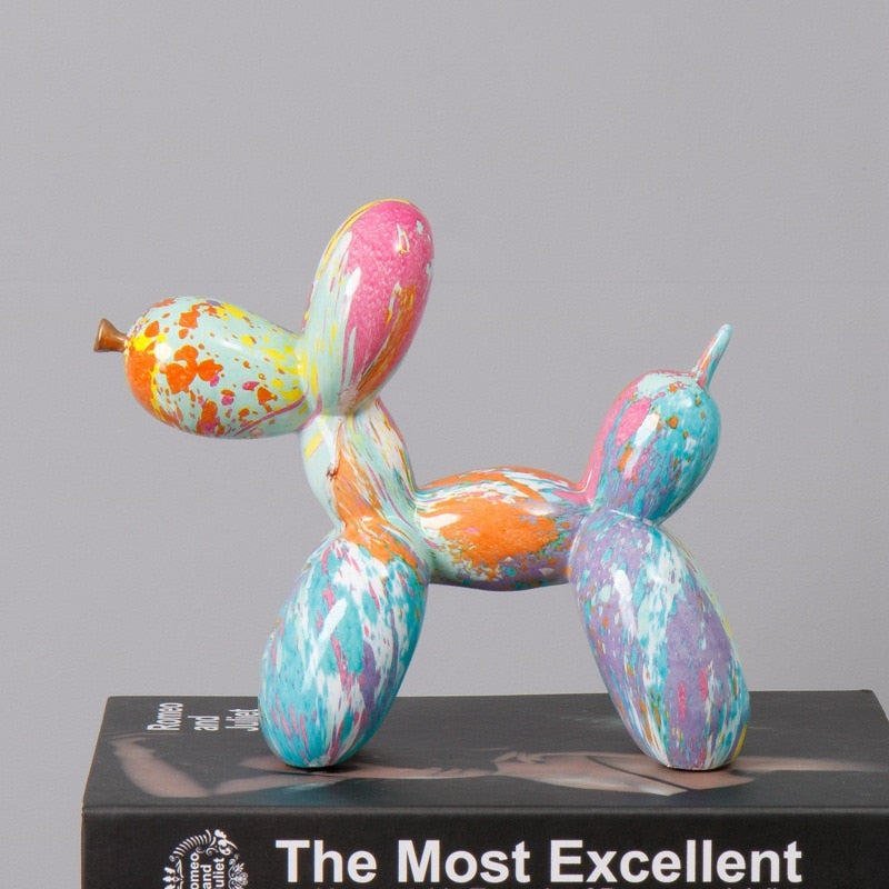 北欧の現代美術樹脂の落書き彫刻バルーン犬彫像クリエイティブカラークラフトフィギュラインギフトホームオフィスデスクトップ装飾