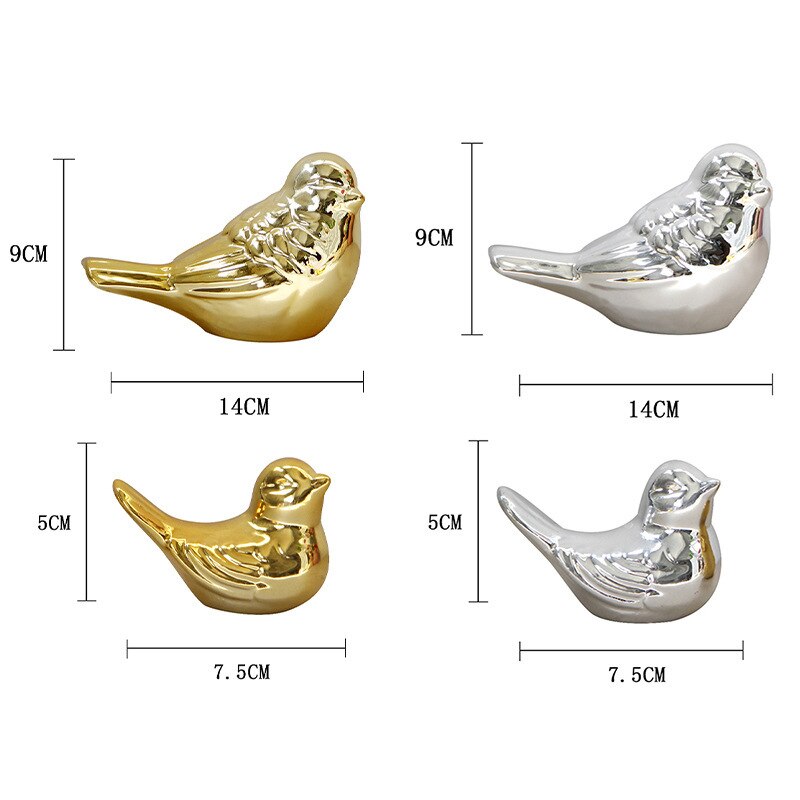 Ornamentos de desktop de porcelana branca decorações de casa decoração nórdica de cerâmica artesanato dourado magpie magpie decoração de pássaros