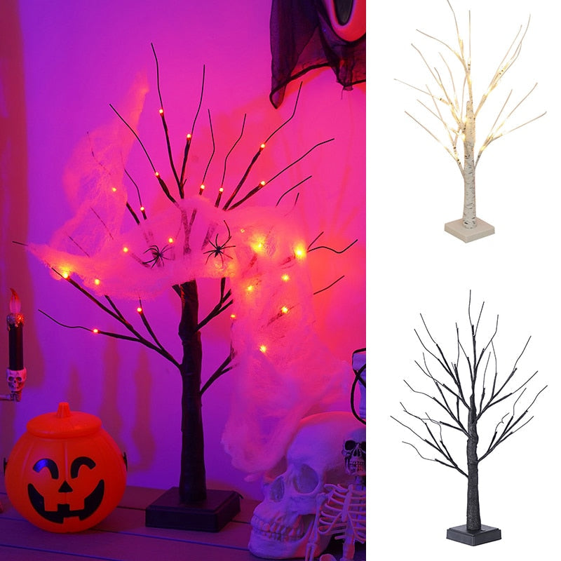 LED Birch Lights Halloween Dekorace Holiday Party Supplies Stolní vánoční strom světla domácí výzdoba scéna nastavení scény