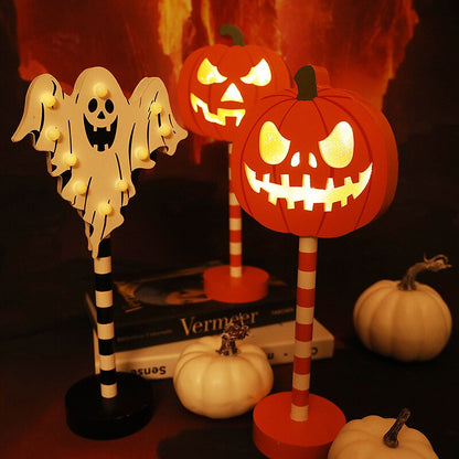 Halloween imprezy Dekoruje Drewno Drewno Duch Bat Lamp Nocny lampka Halloween Ghost Festival Dekoracje do domu 2023 Święta Bożego Narodzenia
