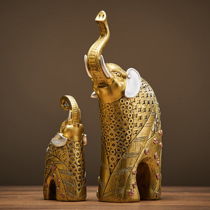 Modern Gold Elephant Resin Home Decoration Accessories Crafts Decorative Sculpture Statue Ornaments Office Living Room Presents