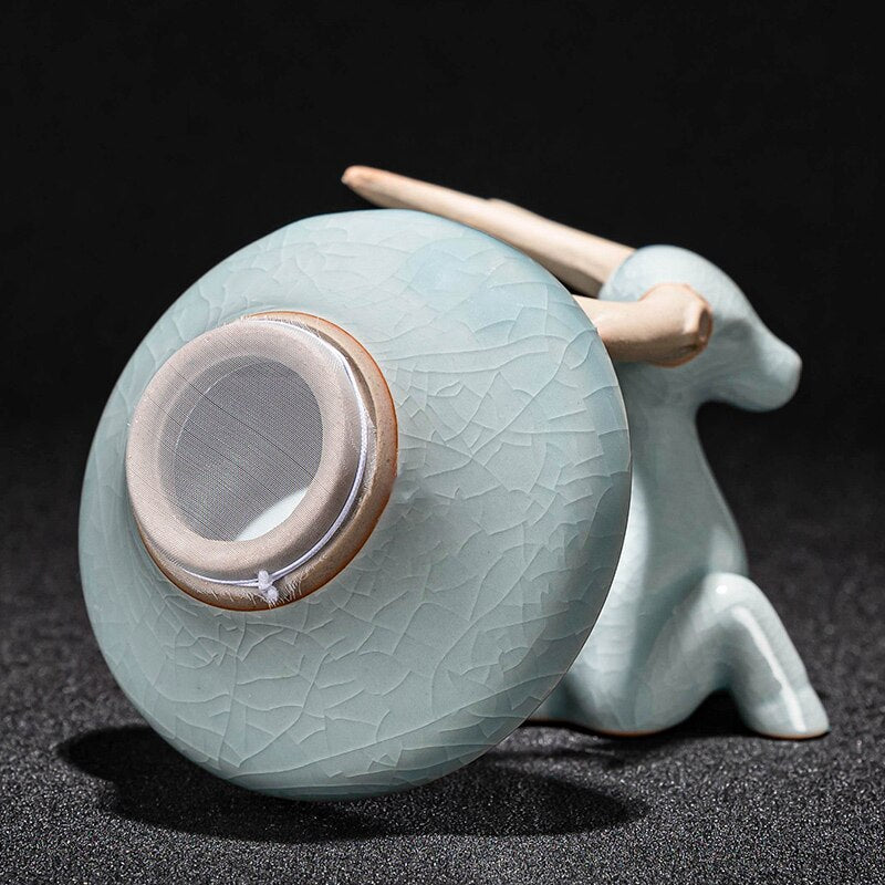 Kreative handgefertigte Sternenhimmel-Zeichnung Teesieb Tee auslaufender Halter Keramik Kung Fu Tee-Set Blauer Teefilter Teezeremonie 