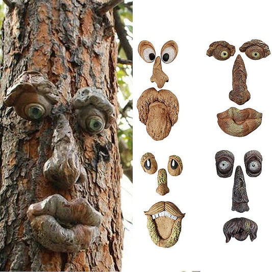 Garden Ornament Funny Old Man Tree Face Outdoor Tree Amusing Old Man Face Halloween Hanging Decoration Christmas Ornaments Props
