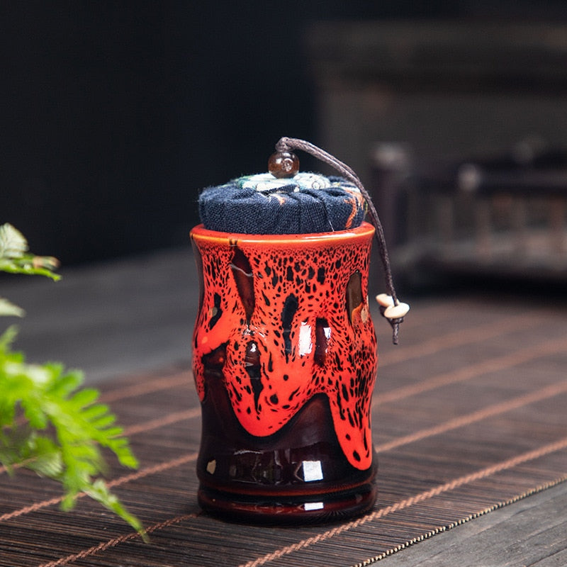 Ceramic Tea Caddy Tea Box Tea Container Storage Tank Sealed Jar Grain Tank Candy Jar Tea Organizer Tea Can Desktop Storage Box