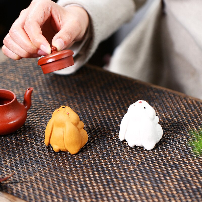Thé Pet zodiaque lapin service à thé ameublement Sculpture lune lapin thé accessoires