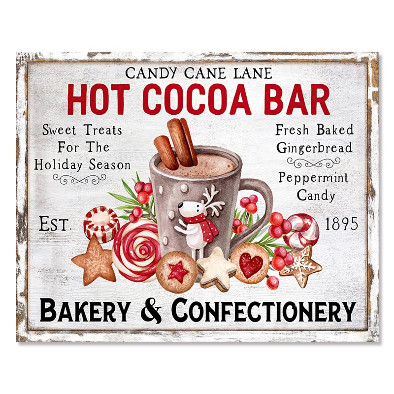 Christmas Wall Art Print Hot Chocolate Candyland Express Gingerbread Bakery Sign Poster Vintage Canvas Painting Kitchen Decor
