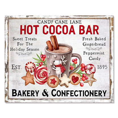Julevæg Art Print Hot Chocolate Candyland Express Gingerbread Bakery Sign Plakat Vintage Canvas Maleri Køkkenindretning