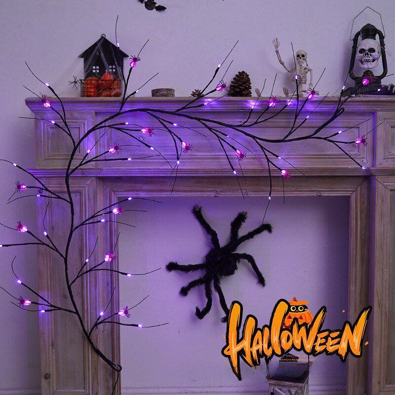 Halloween Decorative Vine Light LED Simulated Tree Light Spider Bat Branch Light Ghost Festival Atmosphere Decoration Light