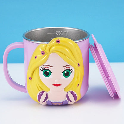 Disney Cups Frozen Elsa Anna Princess Cartoon Milk Cup Mugs 3D Mickey Minnie Rostfri Steel Cup Baby Barn Girls Coffee Mug